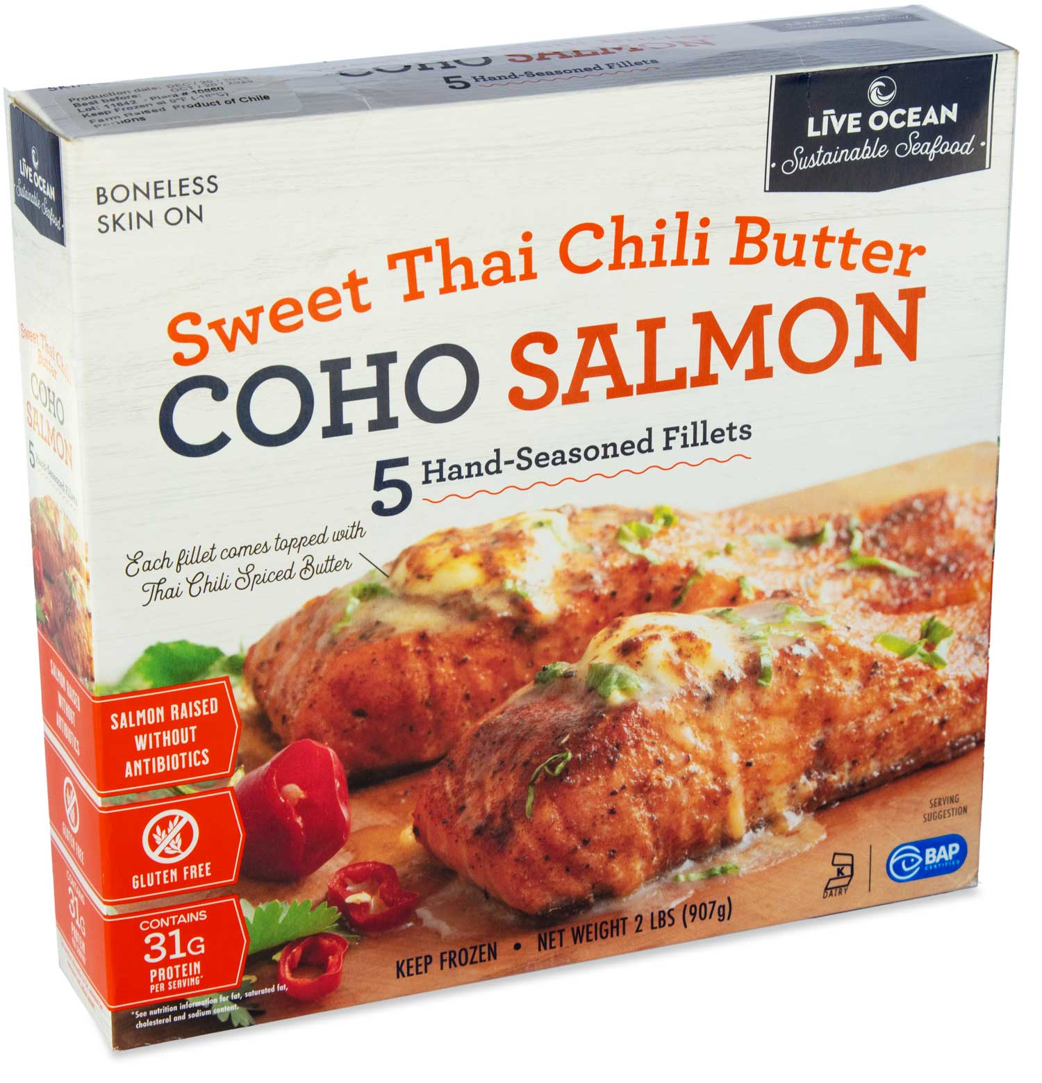 Frozen Sweet Thai Chili Butter Flavored Coho Salmon (2lb Box)