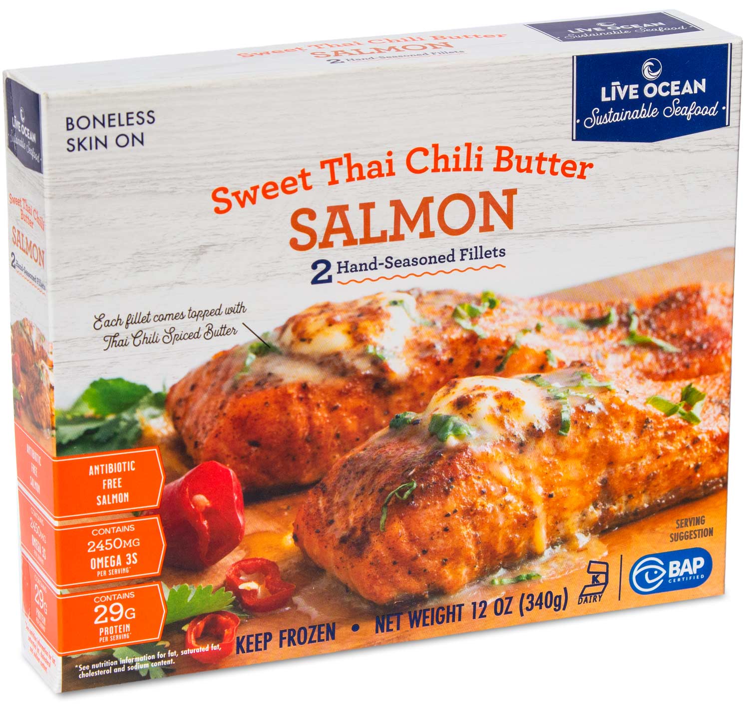 Frozen Sweet Thai Chili Butter Flavored Coho Salmon (12oz Box - 2 fillets)