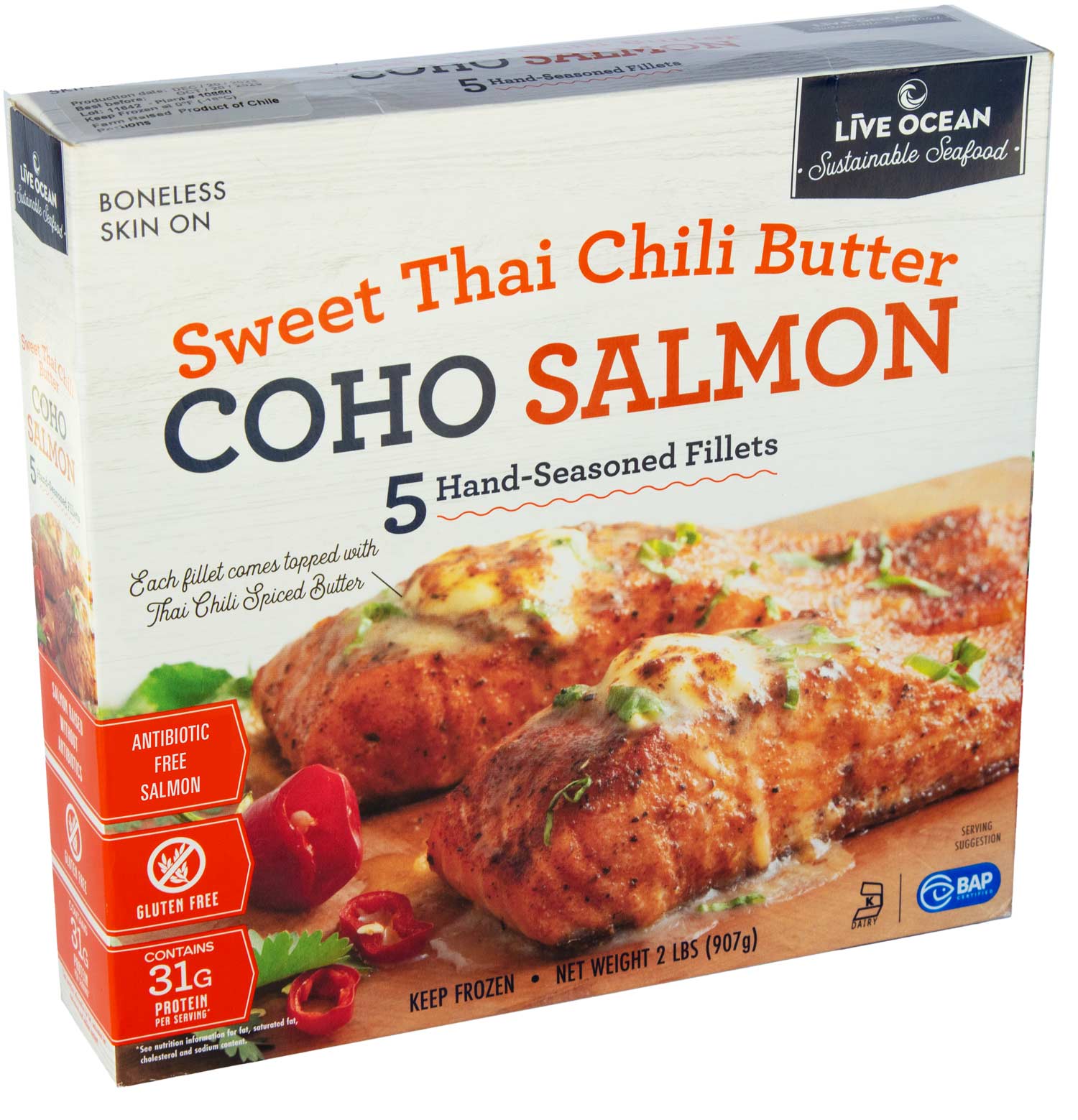 Frozen Sweet Thai Chili Butter Flavored Coho Salmon (2lb Box)